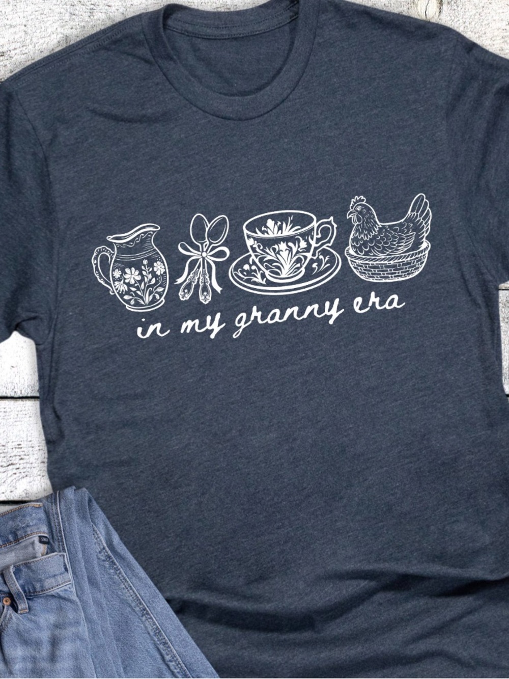 In My Granny Era Short Sleeve Tee - Navy